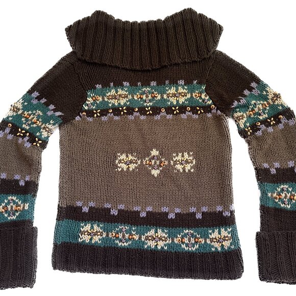 LaROK Woodsman Beaded Lace Up Reindeer Wool Sweater aso Jessica Simpson S - Picture 13 of 16